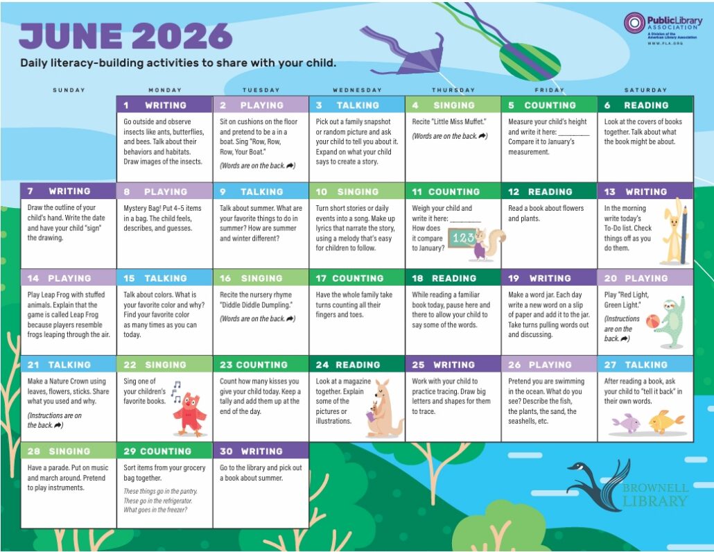 Picture of June early literacy calendar